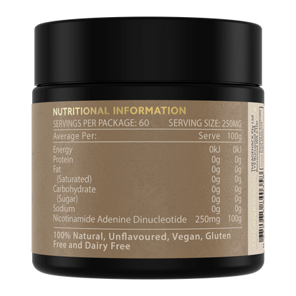 NAD+ Powder by TheAgeHack Nutritional Panel