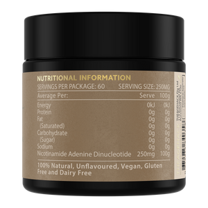 NAD+ Powder by TheAgeHack Nutritional Panel