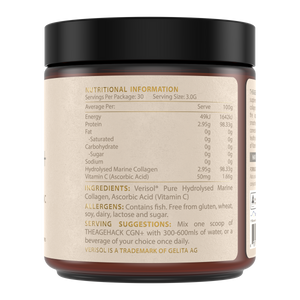 CGN+ Marine Collagen + Vitamin C Product Render Nutritional Panel