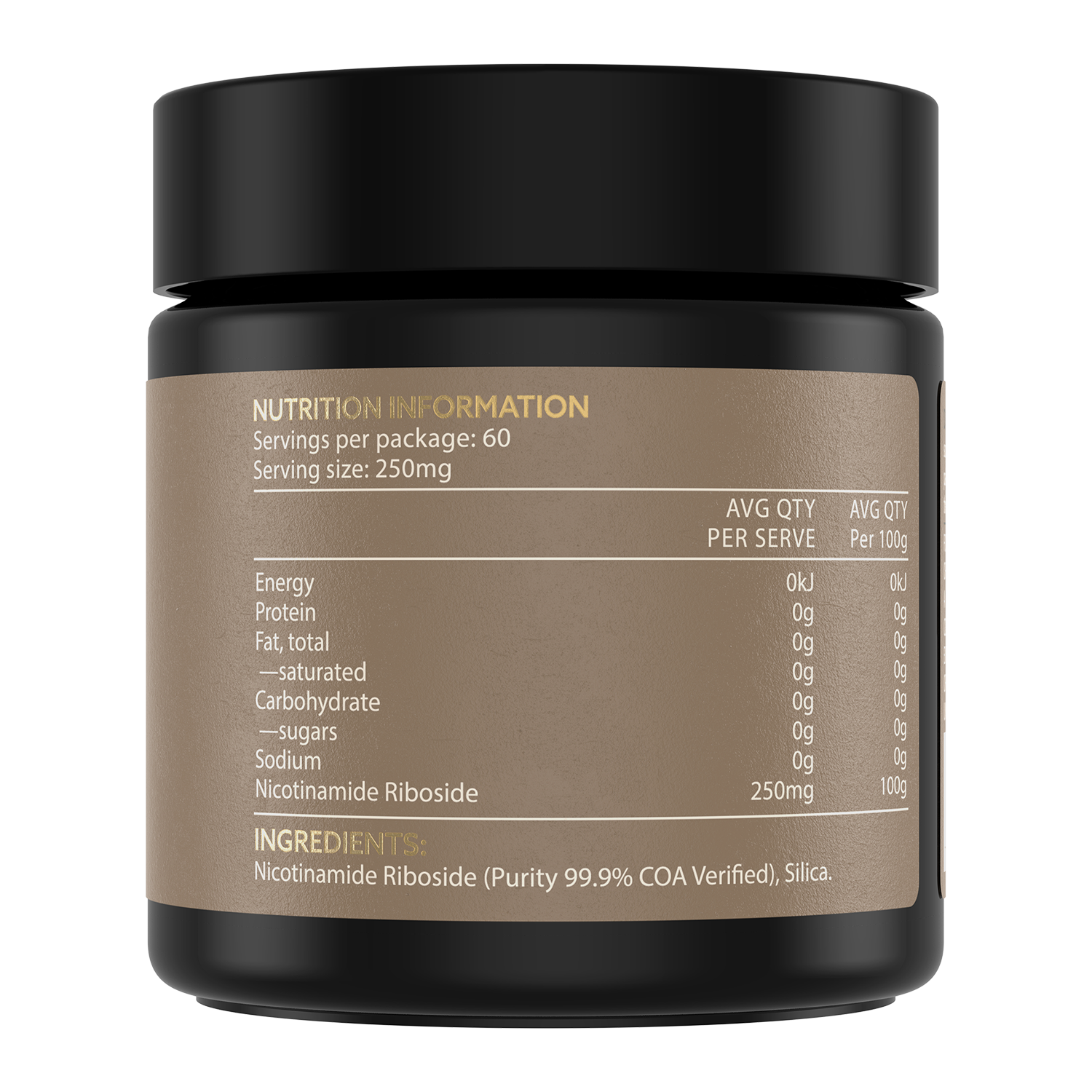 NR Powder by THEAGEHACK Nutrition Information